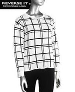 Women's Long Sleeve Crew Neck Reversible Sweater
