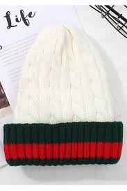 Cable Knit Beanie w/ Stripes
