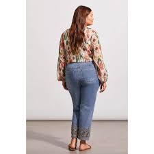 Audrey Pull On Embroidered Straight Ankle Pant