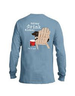 Men's Long Sleeve  Tee- NEVER DRINK ALONE